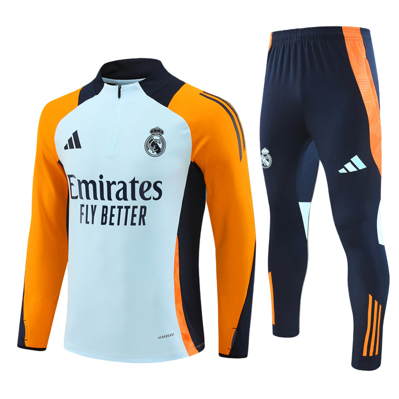 Real Madrid Tracksuit - White/Orange (Kids)