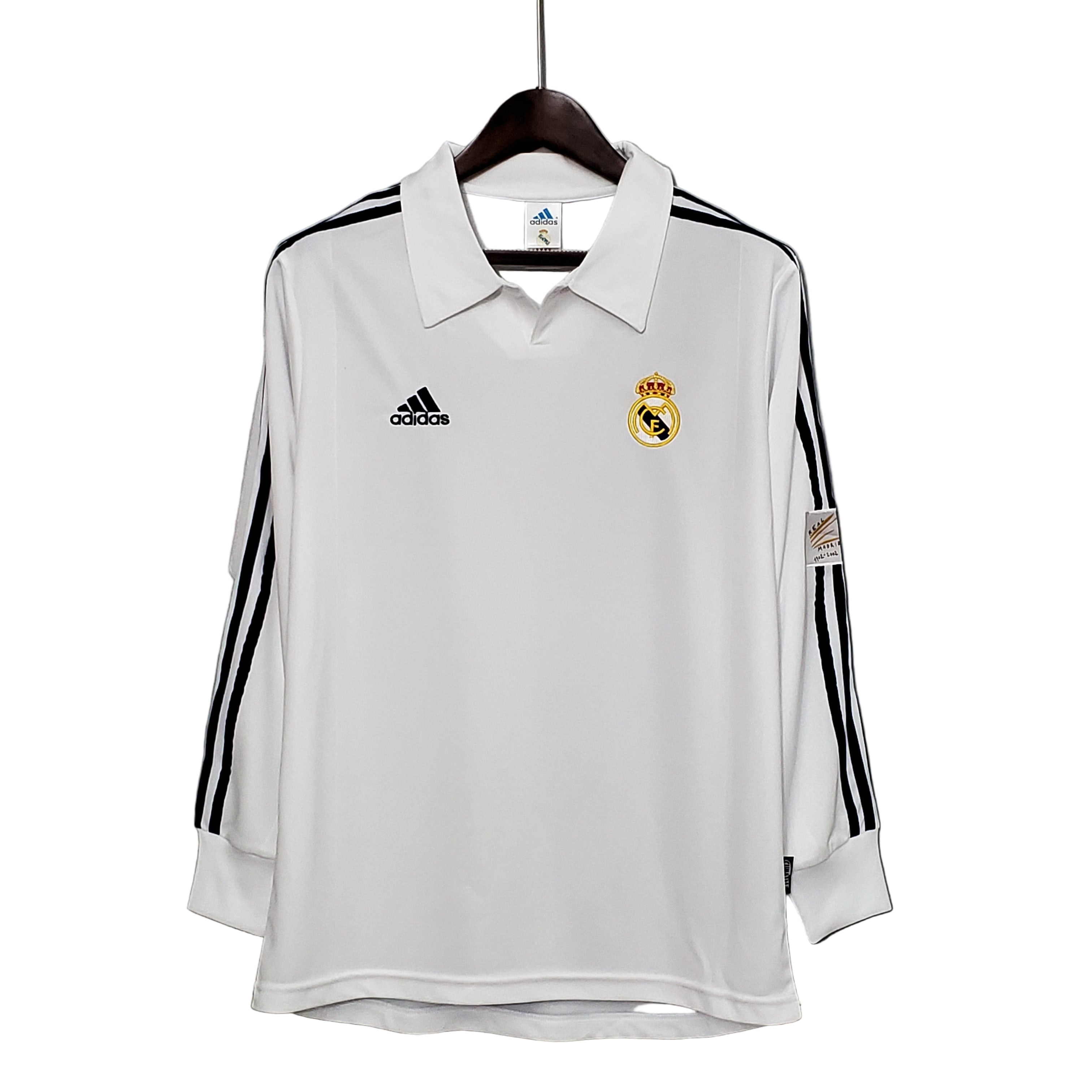Camiseta retro de manga larga de local del Real Madrid 2001/2002