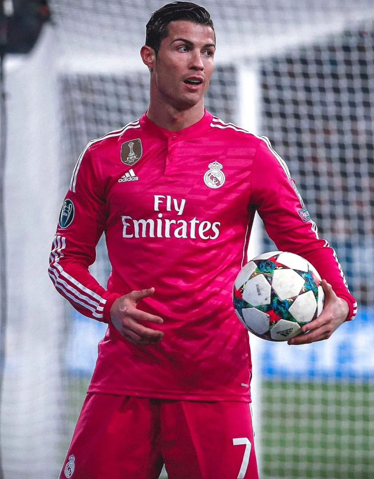 2014/2015 Real Madrid pink long sleeve retro jersey