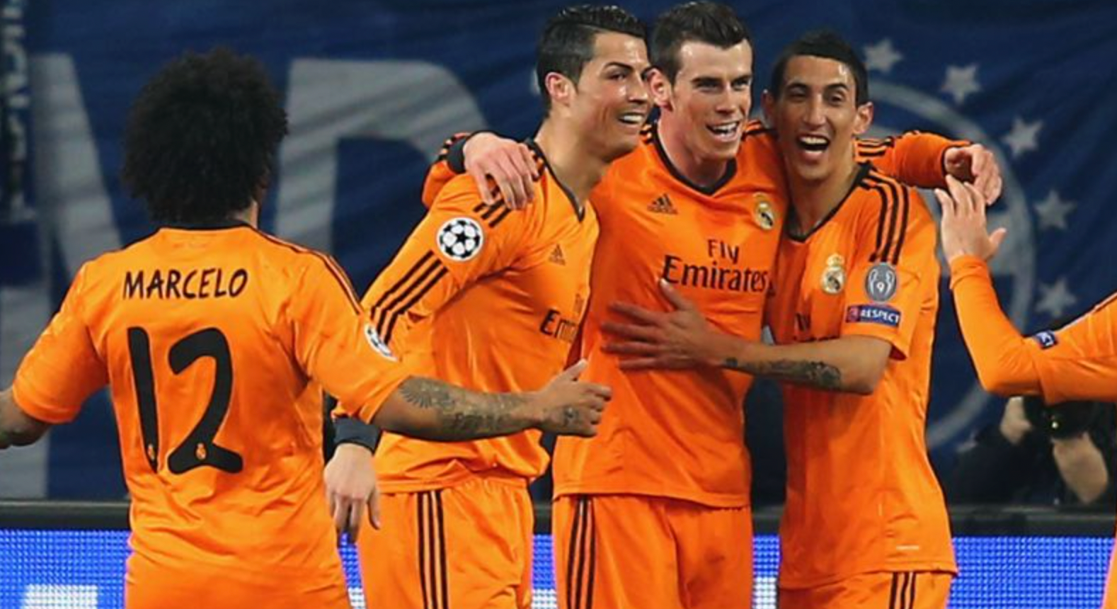 2013/2014 Real Madrid orange third kit long sleeve retro jersey