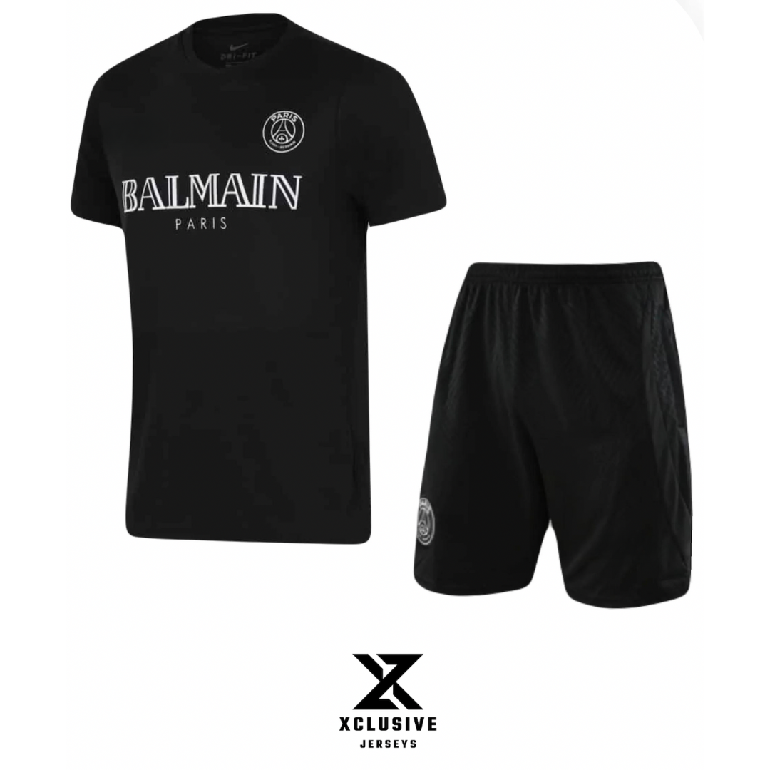 PSG x BALMAIN T-Shirt & Shorts Set - Black