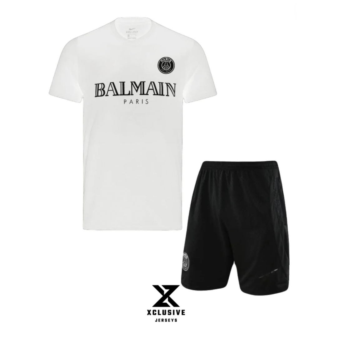 Paris x BALMAIN T-Shirt & Shorts Set - White/Black