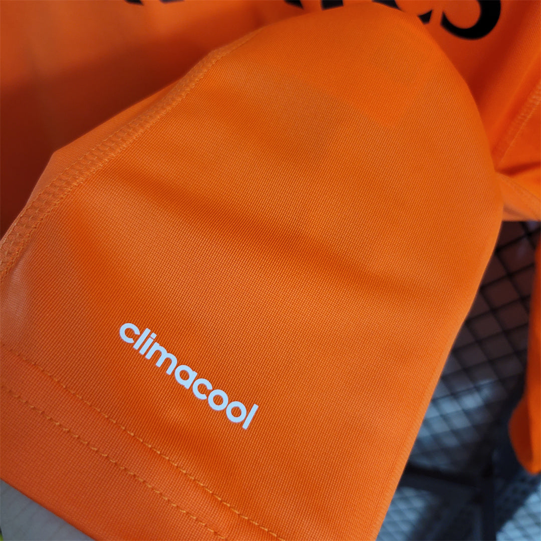 2013/2014 Real Madrid orange third kit long sleeve retro jersey