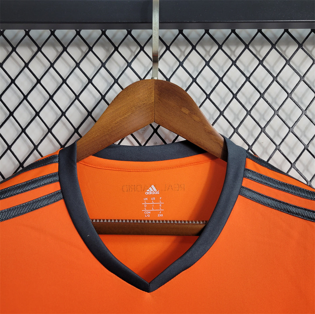 2013/2014 Real Madrid orange third kit long sleeve retro jersey